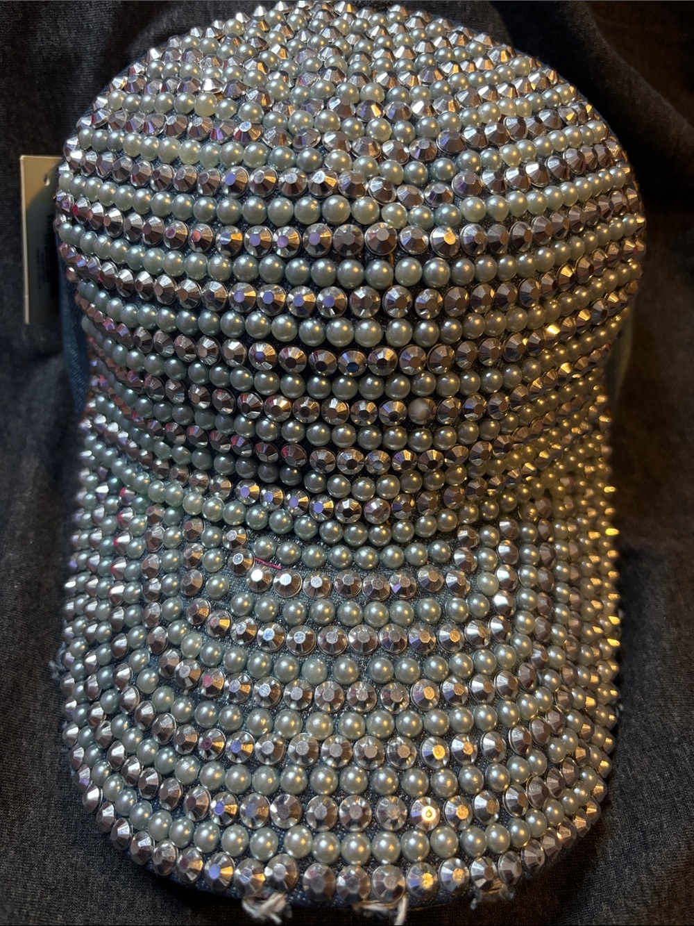 Pearl and Bling Hat - Blue